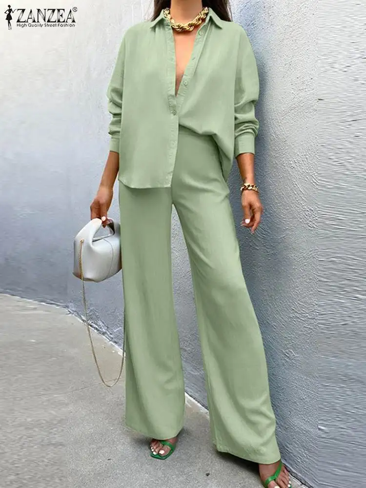 ZANZEA Two Piece Set Woman Work Outifits Causal Pant Sets Long Sleeve OL Shirt Fashion Urban Tracksuits Wide Leg Trousers Suits
ZANZEA Two Piece Set Woman Work Outifits Causal Pant Sets Long Sleeve OL Shirt Fashion Urban Tracksuits Wide Leg Trousers Suits