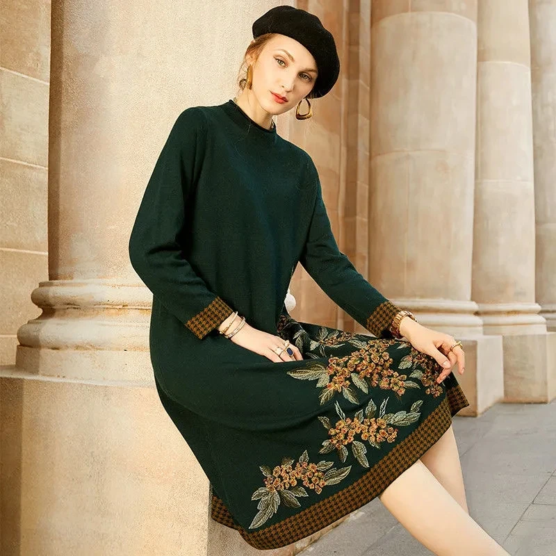 Green Embroidered Knitted Dress Female Autumn/Winter 2022 New Cultivate One's Morality Show Thin Round Neck Long Sleeve Sweater
Green Embroidered Knitted Dress Female Autumn/Winter 2022 New Cultivate One's Morality Show Thin Round Neck Long Sleeve Sweater