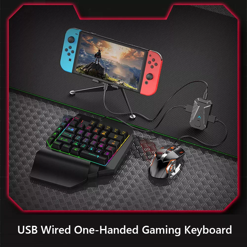 Gaming Keyboard And Mouse Combo RGB Backlit One-Handed Keypad Mice with Converter Adapter Set for PS4 PS5 Xbox Nintendo Switch
Gaming Keyboard And Mouse Combo RGB Backlit One-Handed Keypad Mice with Converter Adapter Set for PS4 PS5 Xbox Nintendo Switch