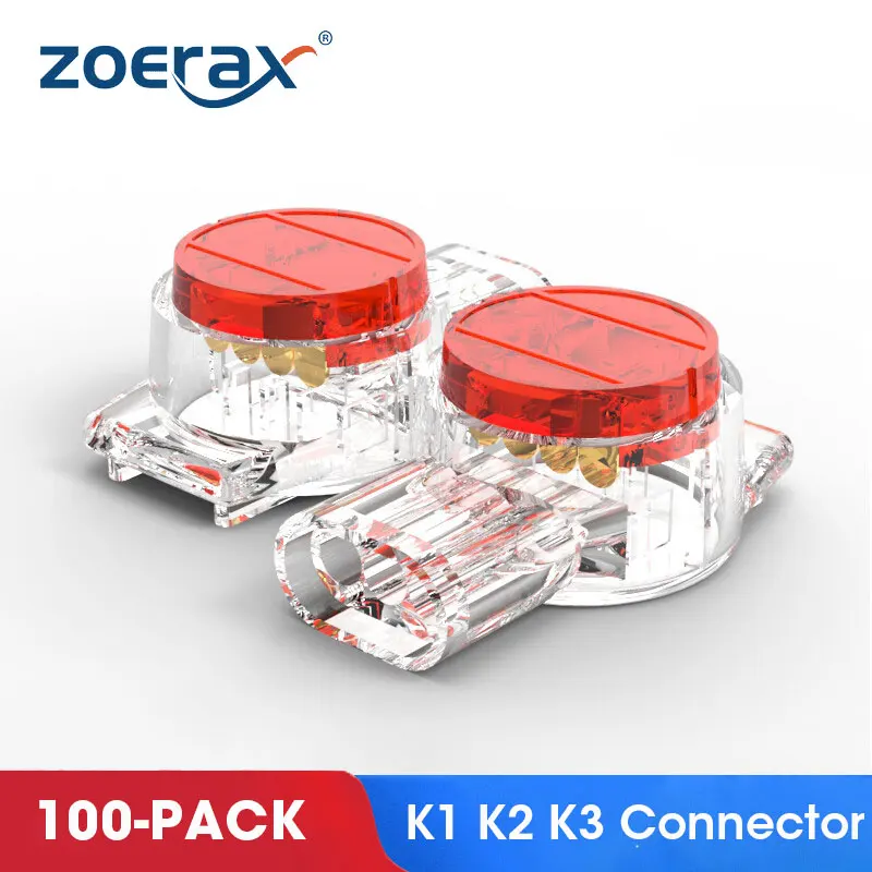 

ZoeRax 100PCS K1 K2 K3 Connector Wire Splice Connector RJ45 RJ11 Wiring Ethernet Telephone Cable Cord UY2 Network Cable Terminal