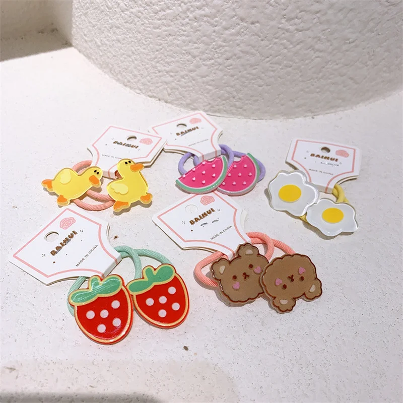 1 Pair New Children's Cute Cartoon Duck Bear Fruit Rubber Band Hair Rope Korean Sweet Girl Kids Ponytail Hair Accessories
1 Pair New Children's Cute Cartoon Duck Bear Fruit Rubber Band Hair Rope Korean Sweet Girl Kids Ponytail Hair Accessories