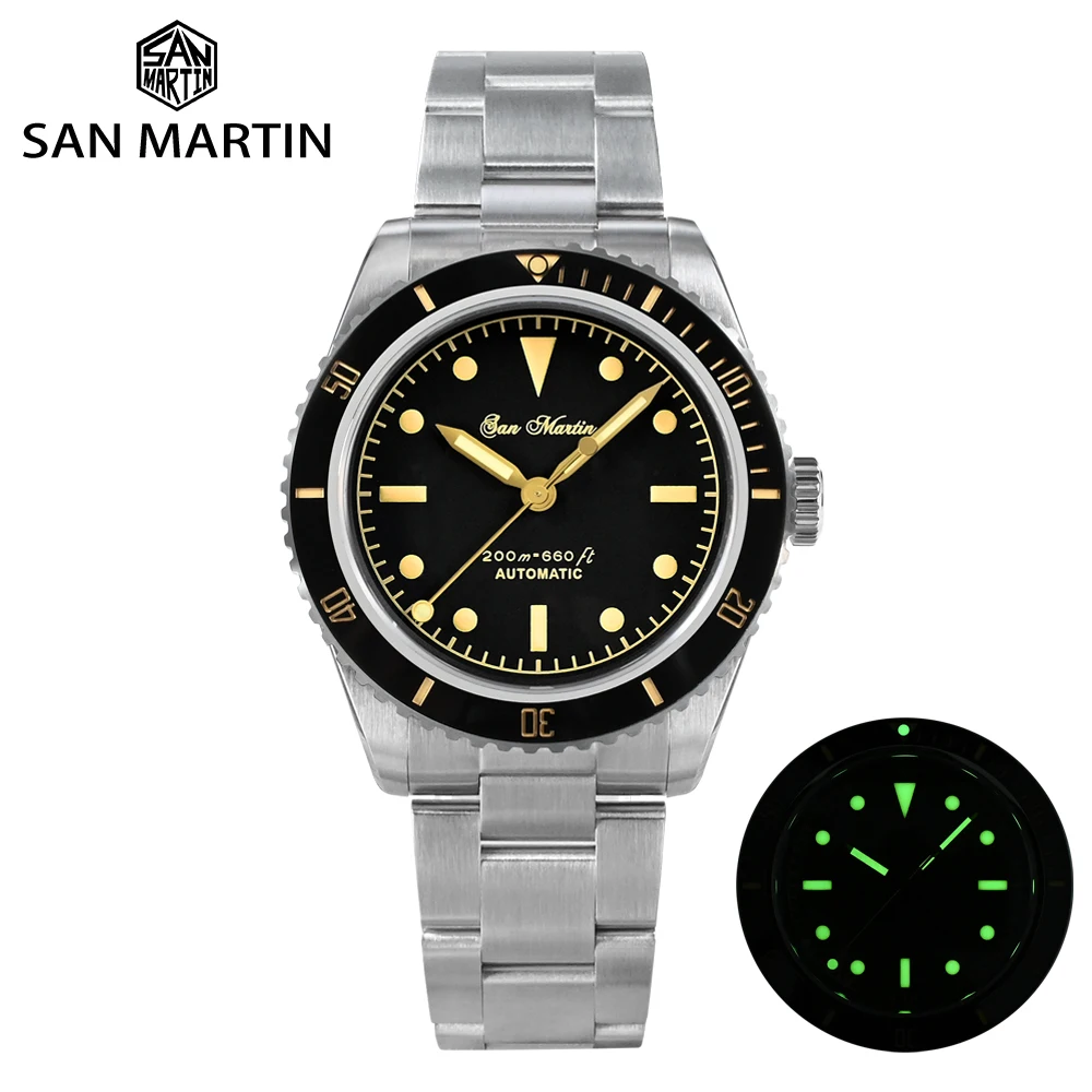 San Martin 38mm Vintage 6200 Pencil Hands Retro Diver Watch Luxury Sapphire NH35A YN55A Men Automatic Mechanical Watches 20Bar
San Martin 38mm Vintage 6200 Pencil Hands Retro Diver Watch Luxury Sapphire NH35A YN55A Men Automatic Mechanical Watches 20Bar