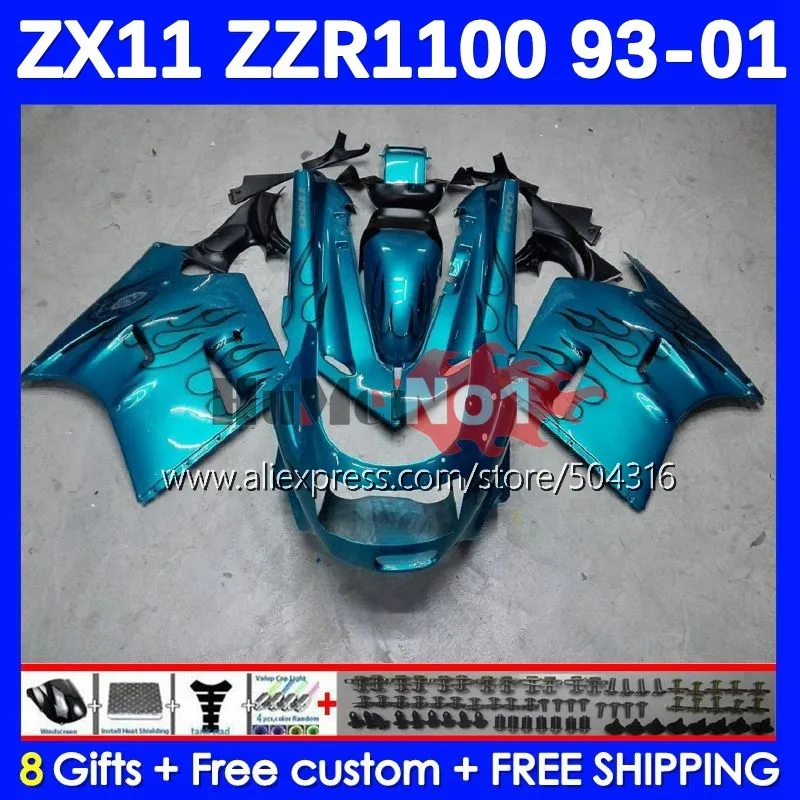 

Body Kit For KAWASAKI NINJA ZX 11R 11 ZX11 ZX-11 R 0MC.57 ZX-11R ZX11R 93 94 95 96 97 98 99 00 01 1993 2001 Fairing cyan white