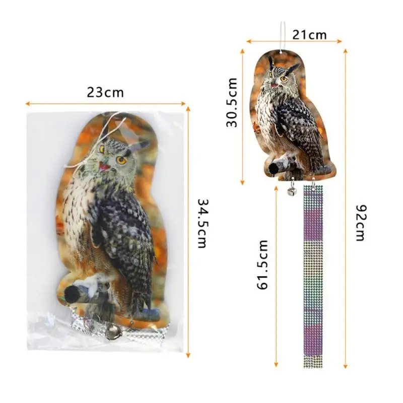 

3d Three-dimensional Simulation Owl Bird Repellent Double-sided Laser 1 Pcs Bird Repeller Hanging Reflective Pigeons Woodpecker