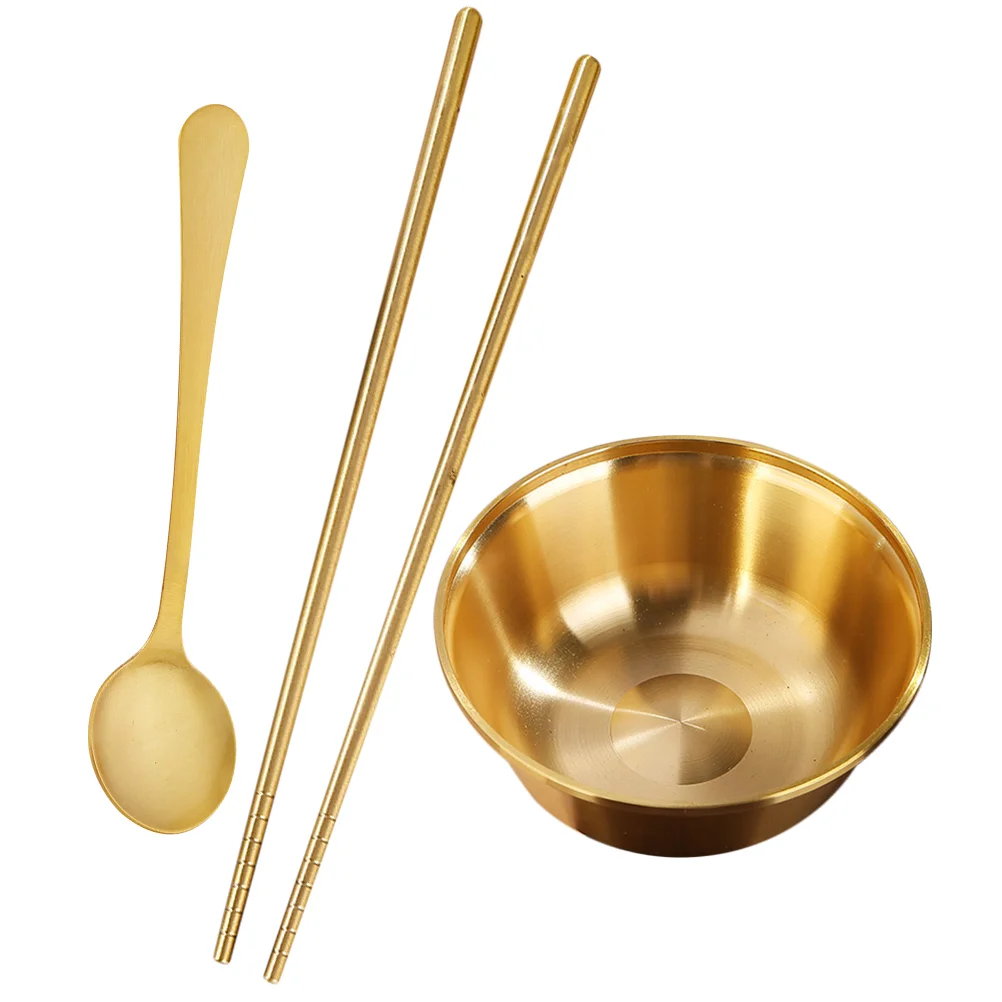 1 Set Reusable Salad Bowl Fruit Storage Bowl Brass Bowl Chopstick Spoon Noodle Serving Bowl Set
1 Set Reusable Salad Bowl Fruit Storage Bowl Brass Bowl Chopstick Spoon Noodle Serving Bowl Set