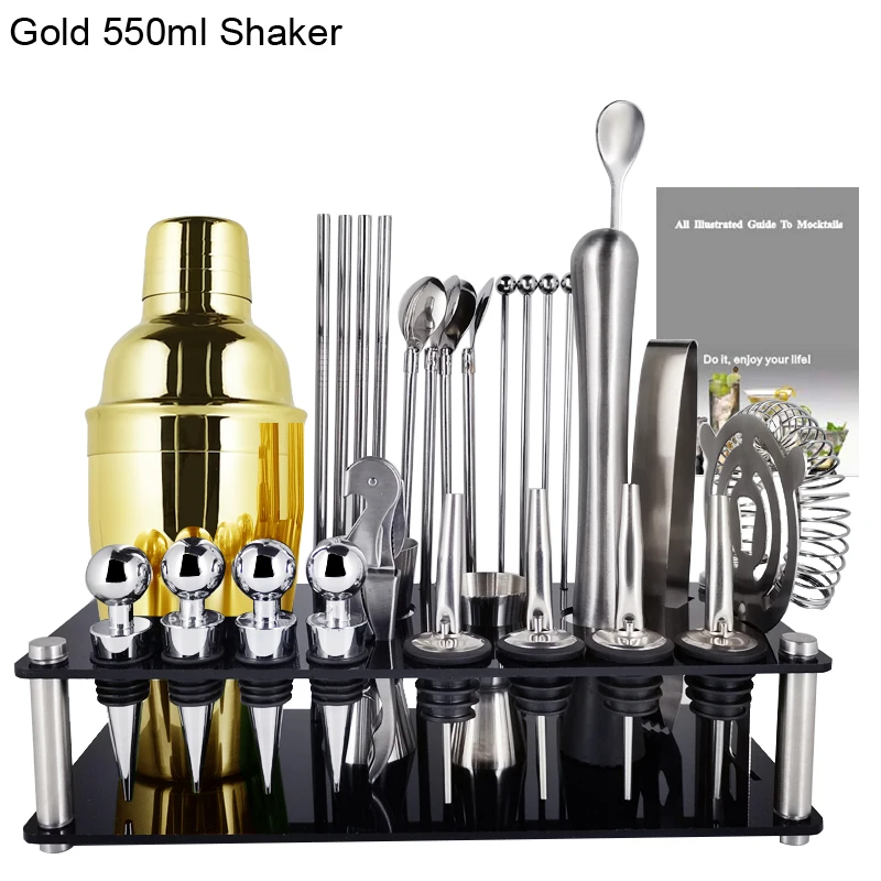 28Pcs550/600/750/800ml Boston Cocktail Shaker Set With Acrylic Base Maker Mixer Pourer Stopper Muddler Bar Tools
28Pcs550/600/750/800ml Boston Cocktail Shaker Set With Acrylic Base Maker Mixer Pourer Stopper Muddler Bar Tools
