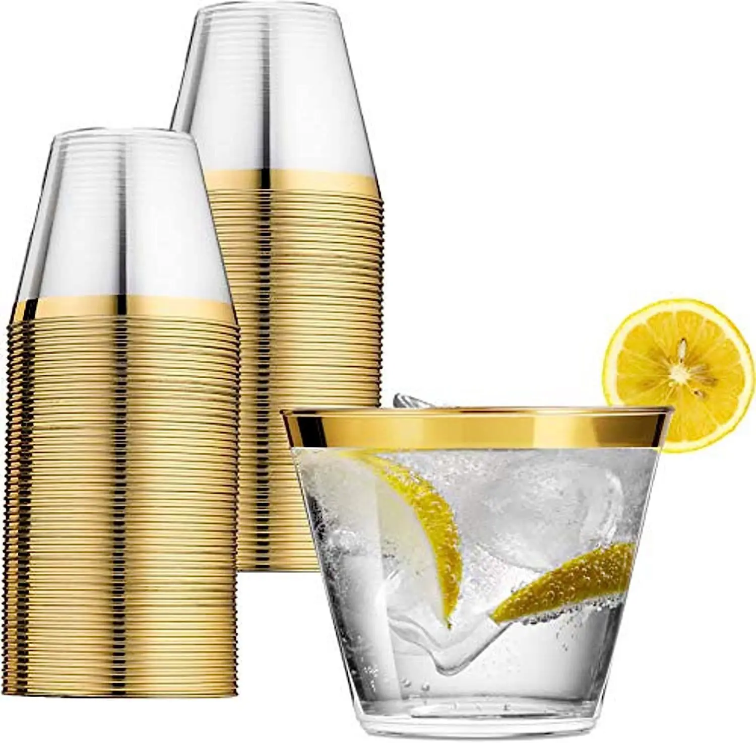 25pcs Disposable Golden Plastic Cup 9Oz Hard Cup Plastic Wine Glass Party Christmas Wine Transparent Plastic Cup With Gold Rim
25pcs Disposable Golden Plastic Cup 9Oz Hard Cup Plastic Wine Glass Party Christmas Wine Transparent Plastic Cup With Gold Rim