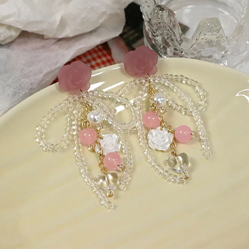 INS Summer Rice Bead Bow Pink Flower Earring for Women Delicate Cute Romantic Rose Silver Needle Wholesale Korean Dating Jewelry
INS Summer Rice Bead Bow Pink Flower Earring for Women Delicate Cute Romantic Rose Silver Needle Wholesale Korean Dating Jewelry