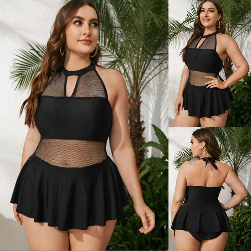 2022 one piece dress mesh through swimsuit for women plus size beach wear black spring dress
2022 one piece dress mesh through swimsuit for women plus size beach wear black spring dress