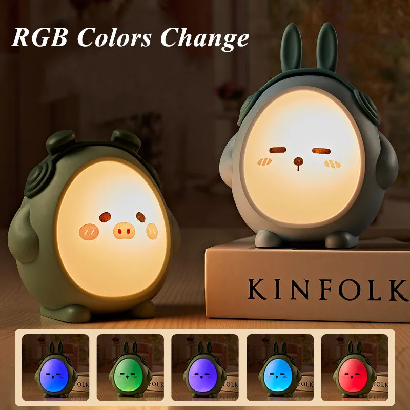 Cartoon Animal RGB Colorful Changing LED Night Light Recharging Bedroom Bedside Decor Reading Light Table lampara For Kids Gift
Cartoon Animal RGB Colorful Changing LED Night Light Recharging Bedroom Bedside Decor Reading Light Table lampara For Kids Gift