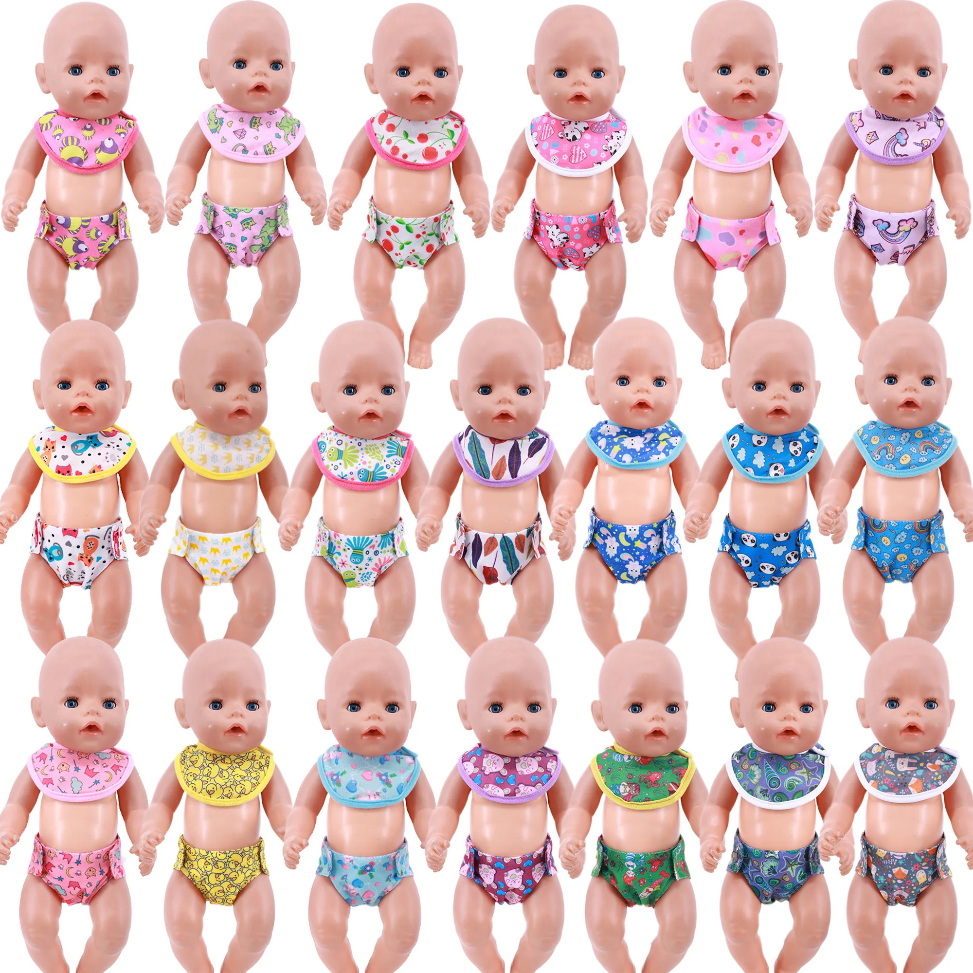 43cm Reborn Doll Clothes Diaper Bibs Panties Baby Accessories Fit 18 Inch American Girl Doll Our Generation Children Toys Zapf 
43cm Reborn Doll Clothes Diaper Bibs Panties Baby Accessories Fit 18 Inch American Girl Doll Our Generation Children Toys Zapf