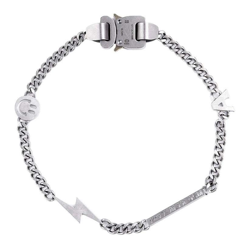 Fashion ALYX Necklace Men Women High Quality 1017 ALYX 9SM Danger Logo Letters Titanium Steel Stainless Buckle Bracelet Necklace
Fashion ALYX Necklace Men Women High Quality 1017 ALYX 9SM Danger Logo Letters Titanium Steel Stainless Buckle Bracelet Necklace
