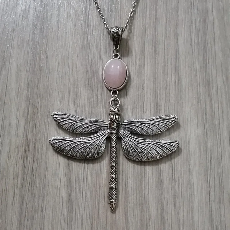 New Large Dragonfly Pendant Long Chain Necklace Boho Long Necklace Pink Natural Crystal Quartz Necklaces for Women
New Large Dragonfly Pendant Long Chain Necklace Boho Long Necklace Pink Natural Crystal Quartz Necklaces for Women