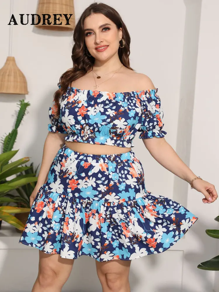 Plus Size Women Clothing Two Piece Set Sexy Backless Floral Print Crop Top Elegant Casual Beach Skirt Suit Plus Size Sets
Plus Size Women Clothing Two Piece Set Sexy Backless Floral Print Crop Top Elegant Casual Beach Skirt Suit Plus Size Sets