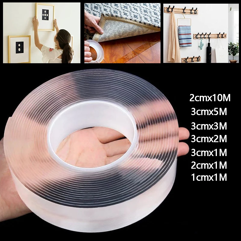 1-10M Nano Tape Double Sided Tape Transparent Reusable Waterproof Adhesive Tapes Cleanable Kitchen Bathroom Home Supplies Tapes
1-10M Nano Tape Double Sided Tape Transparent Reusable Waterproof Adhesive Tapes Cleanable Kitchen Bathroom Home Supplies Tapes