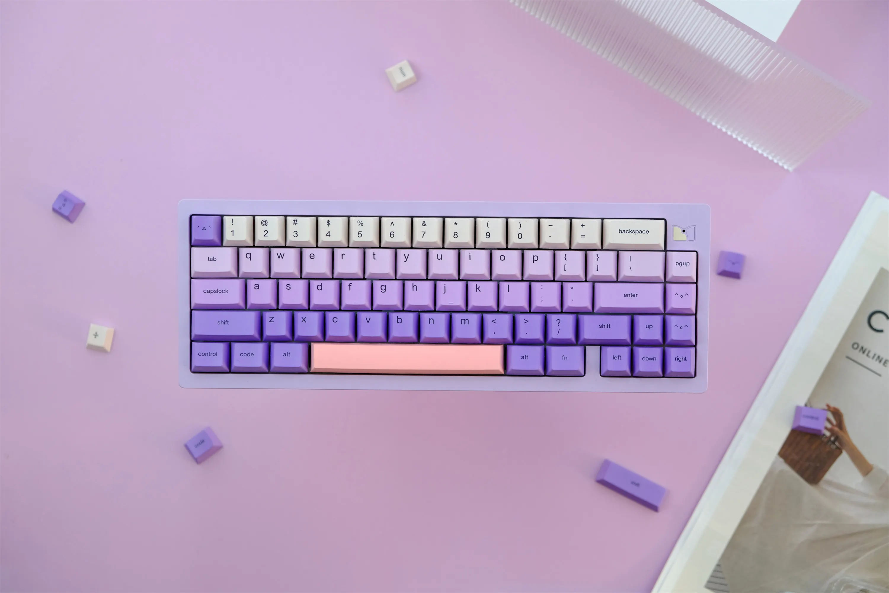 

Милый Фиолетовый клавишный колпачок GMK, колпачки клавиш PBT с 129 клавишами, персонализированные колпачки клавиш GMK для механической клавиатуры с изображением вишни