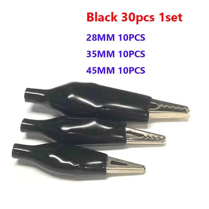 30PCS 28MM 35MM 45MM Metal Alligator Clip G98 Crocodile Electrical Clamp Testing Probe Meter Black Red with Plastic Boot 
30PCS 28MM 35MM 45MM Metal Alligator Clip G98 Crocodile Electrical Clamp Testing Probe Meter Black Red with Plastic Boot