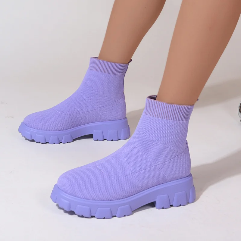 New Brand Women's Boots Fashion Wedge Knit Mid Tube Thick Sole Sock Boots Casual Light Sports Pink 2023 Winter Short Botas Mujer
New Brand Women's Boots Fashion Wedge Knit Mid Tube Thick Sole Sock Boots Casual Light Sports Pink 2023 Winter Short Botas Mujer