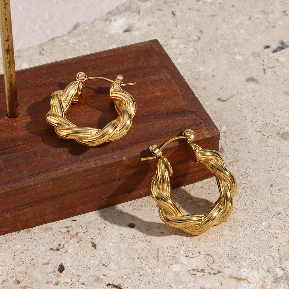 G&D Minimalist Thick Twisted Metal Hoop Earrings For Women Designer Chunky Exaggerated French Daily Hoops Statement Jewelry 
G&D Minimalist Thick Twisted Metal Hoop Earrings For Women Designer Chunky Exaggerated French Daily Hoops Statement Jewelry