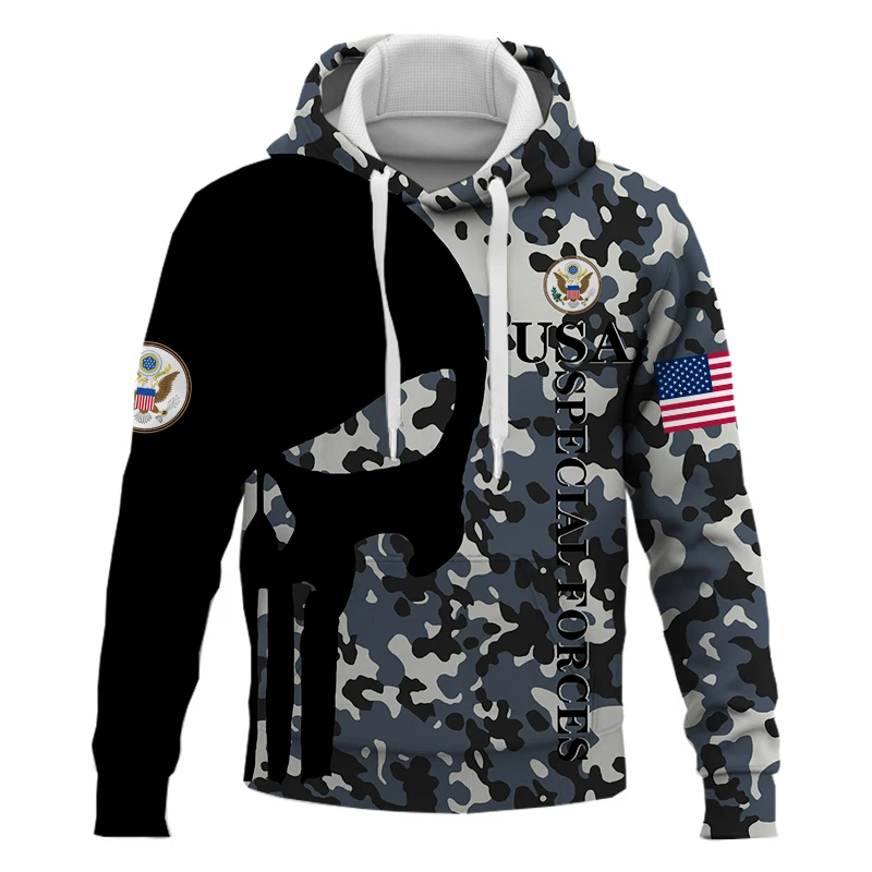 Мужская камуфляжная толстовка с капюшоном и принтом черепа
Мужская камуфляжная толстовка с капюшоном и принтом черепа