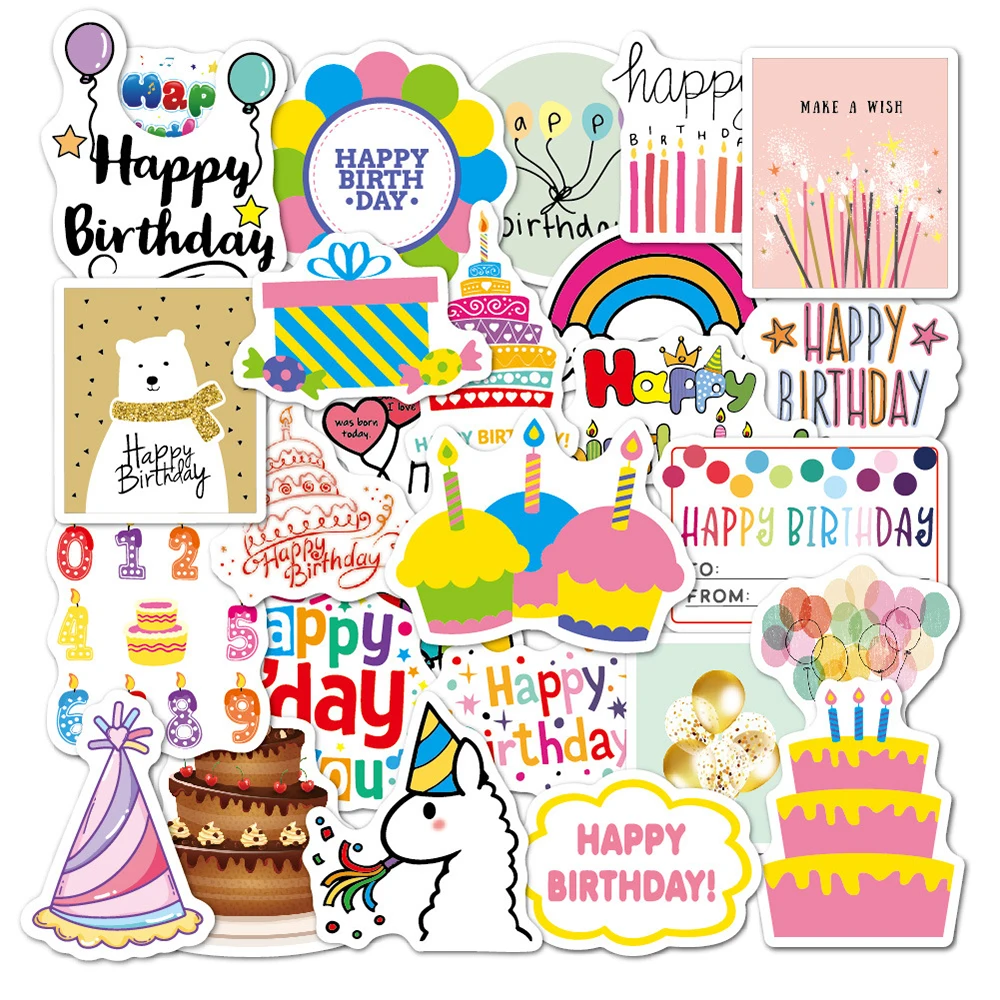 27Pcs Cartoon Happy Birthday Kawaii Stickers Laptop Guitar Motorcycle Luggage Skateboard Bicycle Kids Toy Sticker Decal
27Pcs Cartoon Happy Birthday Kawaii Stickers Laptop Guitar Motorcycle Luggage Skateboard Bicycle Kids Toy Sticker Decal