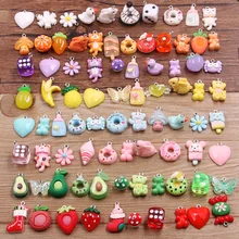 10Pcs 8 Color Mix Fruit Animals Flowers Sieve Resin Earring Charms Diy Findings Keychain Bracelets Pendant For Jewelry Making