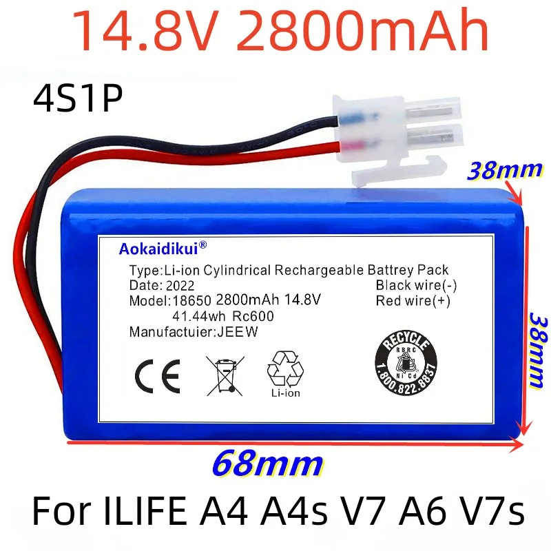 NEW/14.8V 2800mAh 9800mAh 12800mAh Lithium Battery For ILIFE A4 A4s V7 A6 V7s Plus Robot Vacuum Cleaner ILife 4S1P Full Capacity
NEW/14.8V 2800mAh 9800mAh 12800mAh Lithium Battery For ILIFE A4 A4s V7 A6 V7s Plus Robot Vacuum Cleaner ILife 4S1P Full Capacity