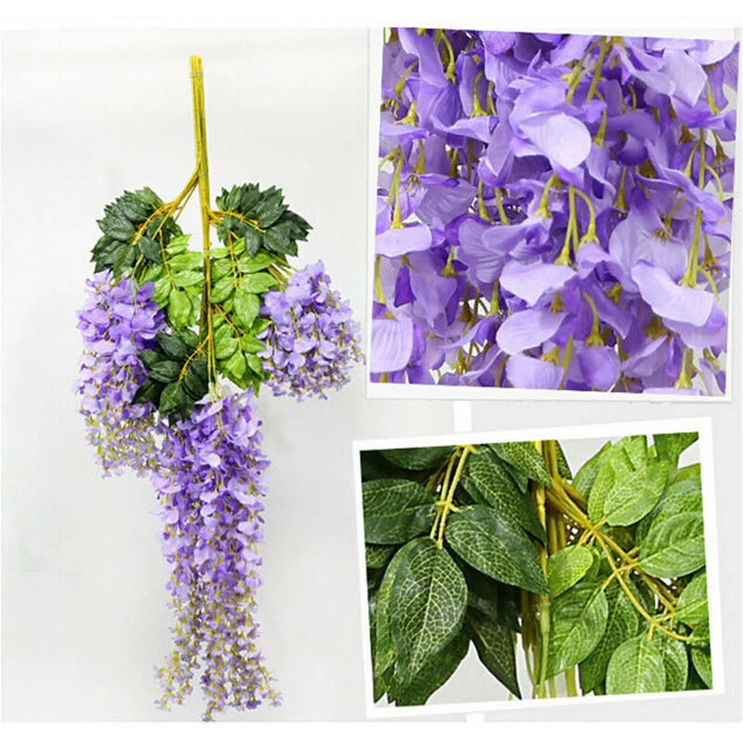 12pcs Artificial Wisteria Vine Simulated Wisteria Flower Fake Plastic Silk Flower Ceiling Vine Wedding Party Yard Decoration
12pcs Artificial Wisteria Vine Simulated Wisteria Flower Fake Plastic Silk Flower Ceiling Vine Wedding Party Yard Decoration