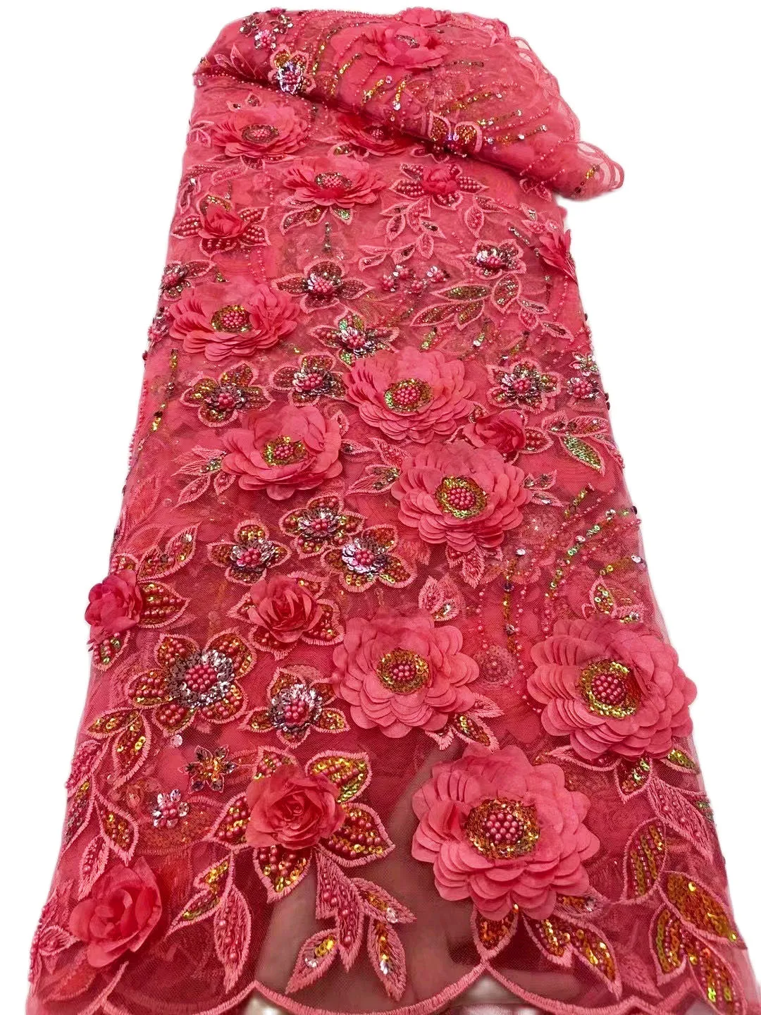 Water Melon Pink Heavy Big French Material With Many Applique Flowers Turtle 5 Yards Aso Ebi Tulle Fabric Lace 2022 T0266-2
Water Melon Pink Heavy Big French Material With Many Applique Flowers Turtle 5 Yards Aso Ebi Tulle Fabric Lace 2022 T0266-2