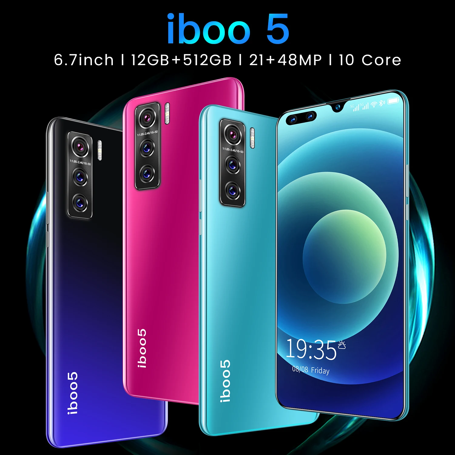 Maimeite iboo 5 SmartPhone 6.7 Inch Android 10.0 Smartphone 12GB RAM 512GB ROM Dual Sim Unlocked 4800mAh 4G/5G Mobile Phone GPS
Maimeite iboo 5 SmartPhone 6.7 Inch Android 10.0 Smartphone 12GB RAM 512GB ROM Dual Sim Unlocked 4800mAh 4G/5G Mobile Phone GPS