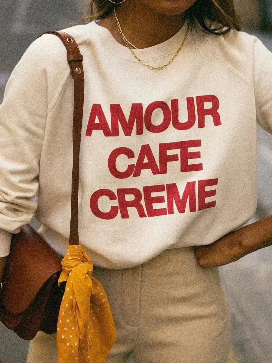 Chic Letter Print Sweatshirts 2023 Woman Round Neck Long Sleeve Cotton Fashion over Tops Vintage Casual Ladies Sweatshirt
Chic Letter Print Sweatshirts 2023 Woman Round Neck Long Sleeve Cotton Fashion over Tops Vintage Casual Ladies Sweatshirt