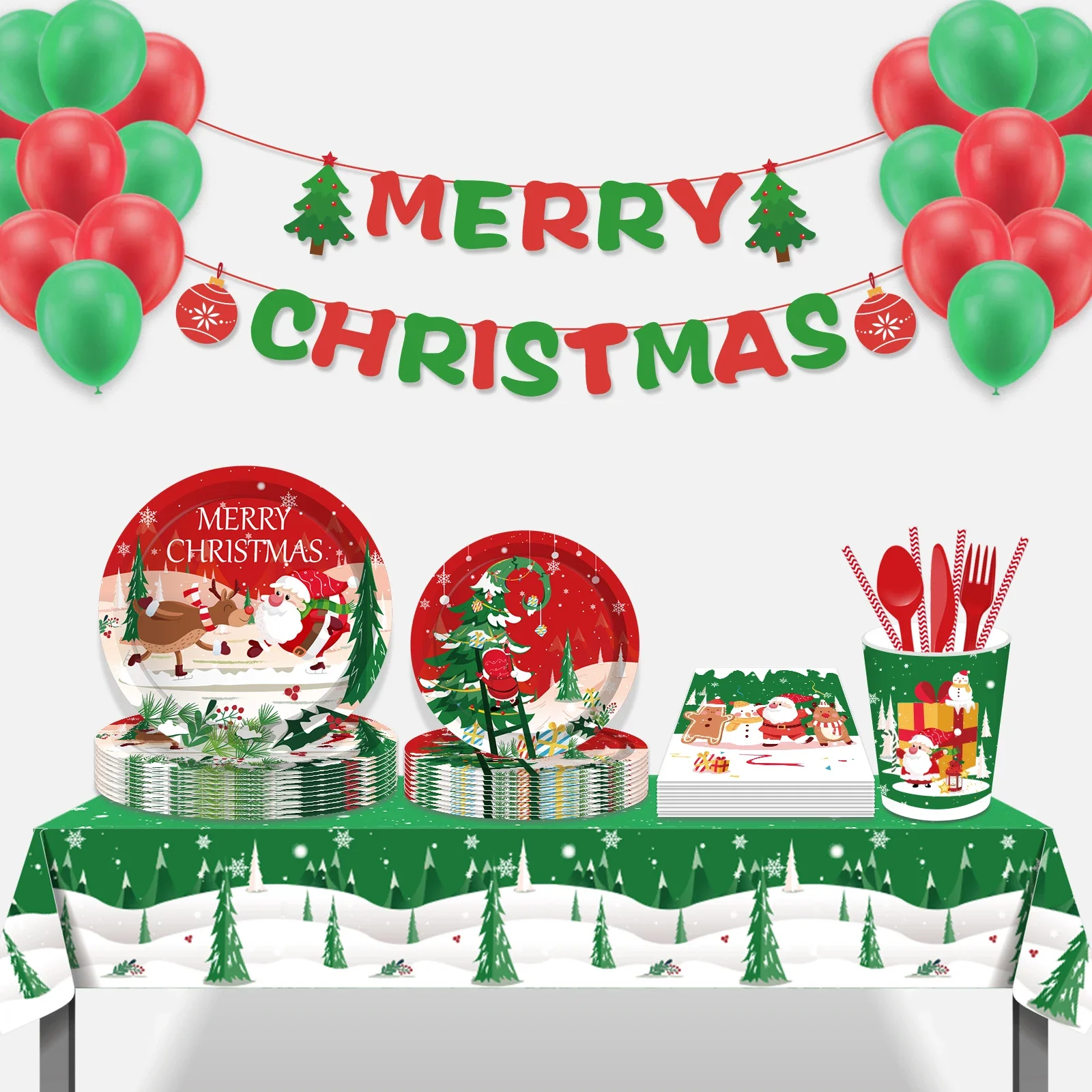 Christmas Tree Xmas Party Disposable Tableware Sets Santa Claus Snowman Theme Gift Bags Banner New Year Globos Party Decorations
Christmas Tree Xmas Party Disposable Tableware Sets Santa Claus Snowman Theme Gift Bags Banner New Year Globos Party Decorations