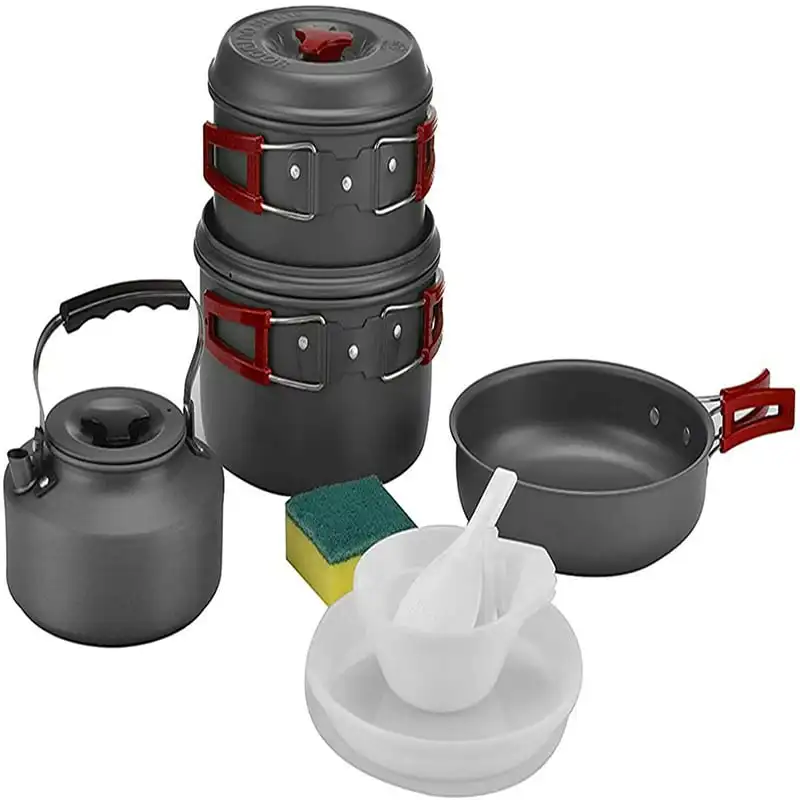 Perfect Black Lightweight Nonstick Aluminum Backpacking Camping Cookware Mess Kit Set - Ideal for Outdoor Cooking and Picnics
Perfect Black Lightweight Nonstick Aluminum Backpacking Camping Cookware Mess Kit Set - Ideal for Outdoor Cooking and Picnics