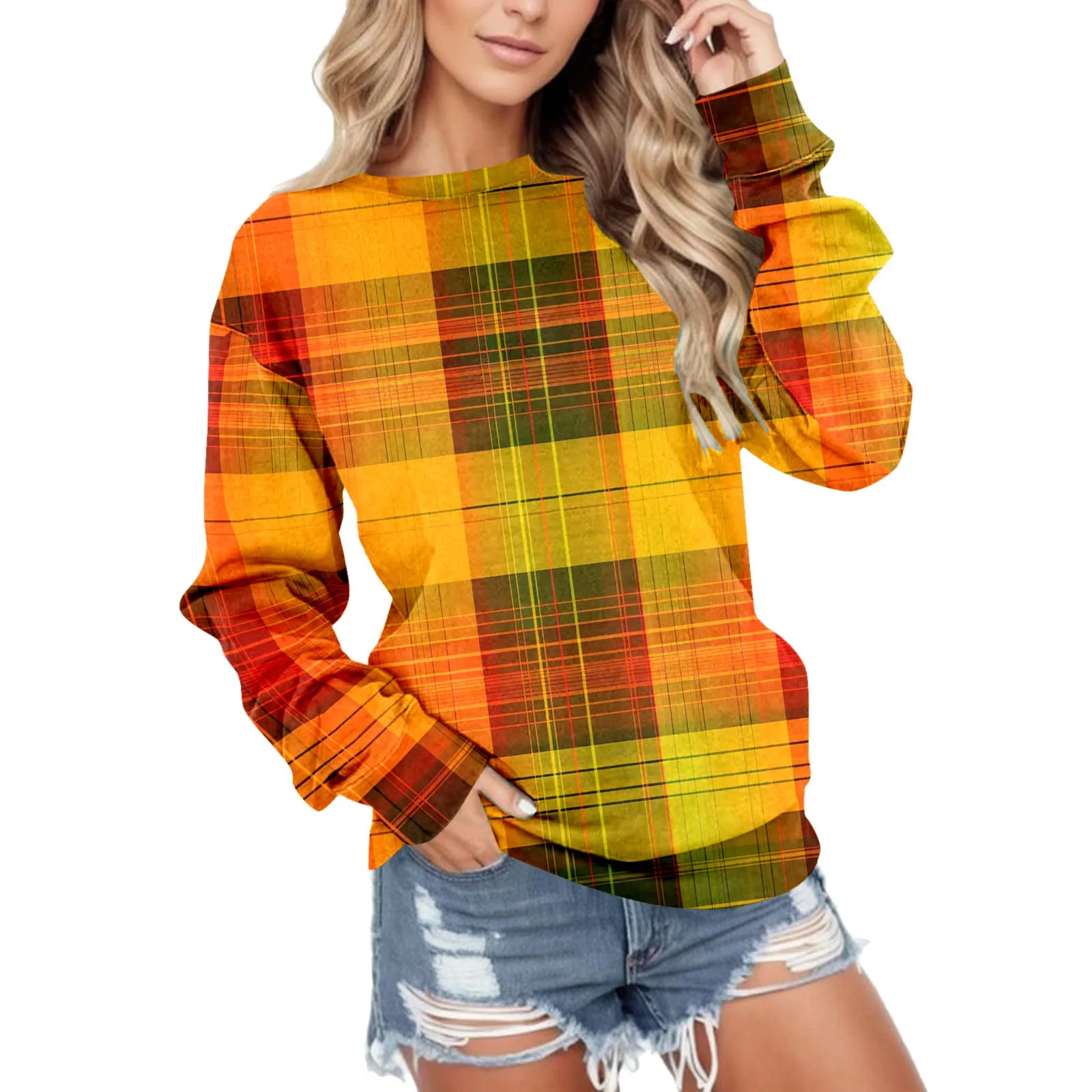 Womens Yellow Plaid Sweatshirt Casual Crewneck Long Sleeve Loose Fit Pullover Streetwear Hoodies Halloween Print Sweatshirts
Womens Yellow Plaid Sweatshirt Casual Crewneck Long Sleeve Loose Fit Pullover Streetwear Hoodies Halloween Print Sweatshirts