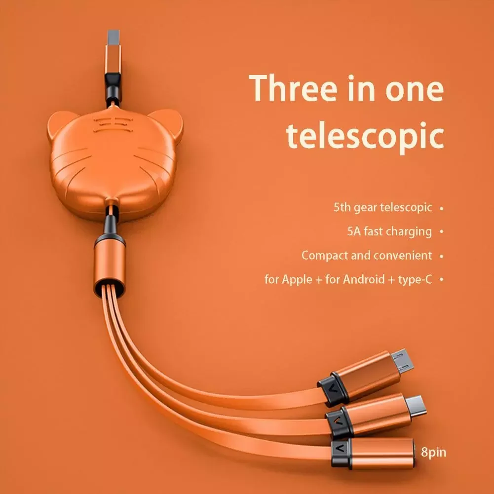 Data Cord Practical Telescopic Plug Play 8Pin Micro USB Type-C Data Cord Charger Wire for Gift
Data Cord Practical Telescopic Plug Play 8Pin Micro USB Type-C Data Cord Charger Wire for Gift