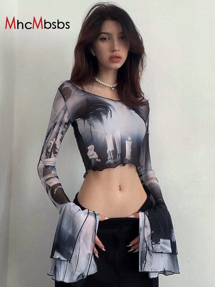Sexy Tie Dye Print Flare Long Sleeve Slim T-Shirts Women O Neck Casual Cropped Tee Shirt 2022 Summer Punk Fairy Grunge Clothes
Sexy Tie Dye Print Flare Long Sleeve Slim T-Shirts Women O Neck Casual Cropped Tee Shirt 2022 Summer Punk Fairy Grunge Clothes