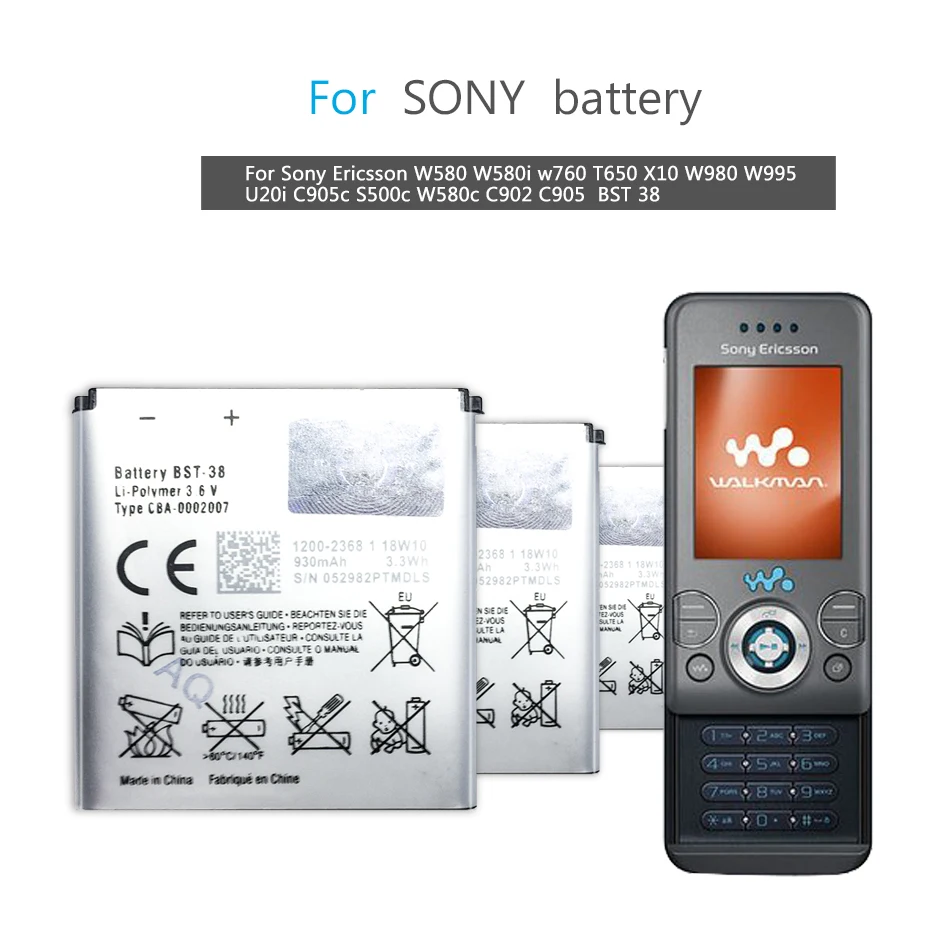 Фотоаккумулятор для Sony Ericsson W580 W580i w760 T650 X10 W980 W995 U20i C905c S500c C905 BST 38 930 мАч
Фотоаккумулятор для Sony Ericsson W580 W580i w760 T650 X10 W980 W995 U20i C905c S500c C905 BST 38 930 мАч