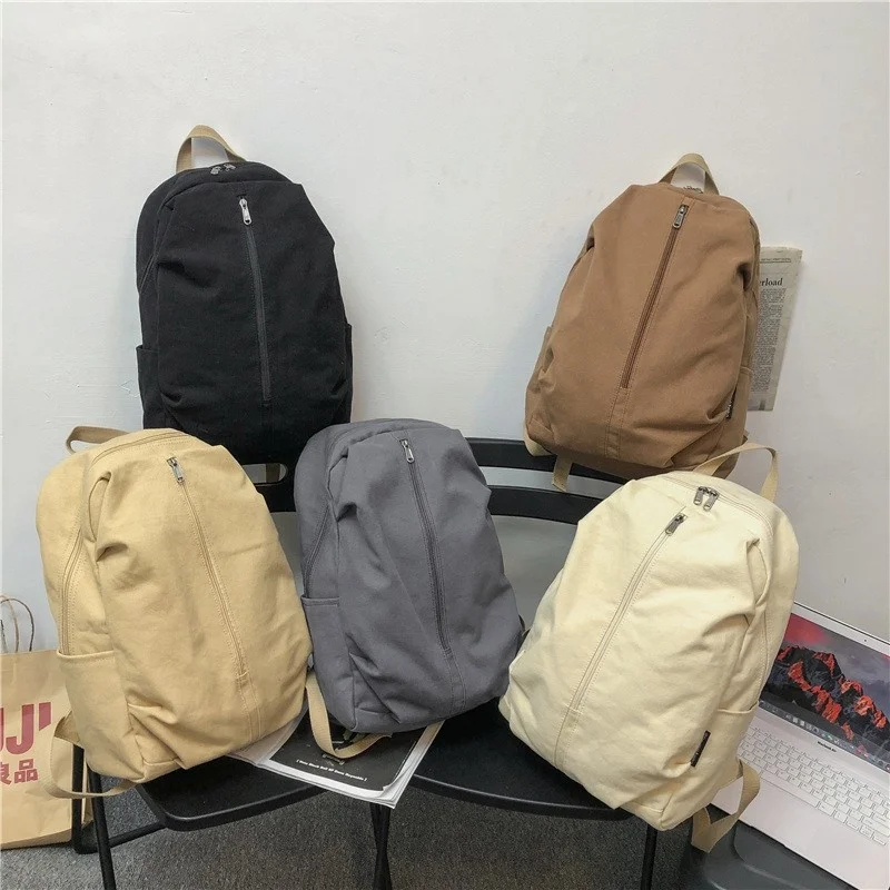 Canvas Solid Color Women Backpack Trendy Large-capacity School Bag For Girls Trendy And Simple Student Travel Backpacks Bookbags 
Canvas Solid Color Women Backpack Trendy Large-capacity School Bag For Girls Trendy And Simple Student Travel Backpacks Bookbags