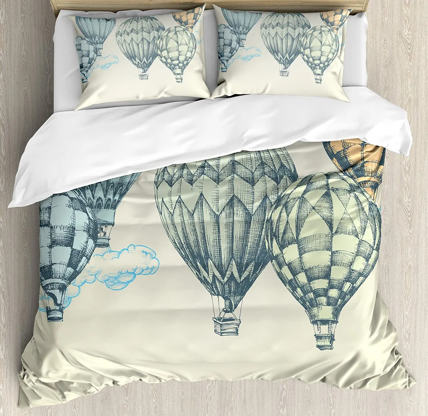 Vintage Decor Bedding Set Hot Air Balloons in Soft Tone Fly 3pcs Duvet Cover Set Bed Set Quilt Cover Pillow Case Comforter Cover
Vintage Decor Bedding Set Hot Air Balloons in Soft Tone Fly 3pcs Duvet Cover Set Bed Set Quilt Cover Pillow Case Comforter Cover