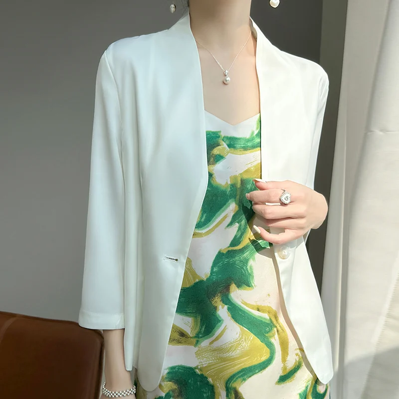 Three-Quarter Sleeve Acetic Acid Satin Small Suit Jacket Women's Summer Thin Suit Jacket High-Grade Casual Jacket Sleeve
Three-Quarter Sleeve Acetic Acid Satin Small Suit Jacket Women's Summer Thin Suit Jacket High-Grade Casual Jacket Sleeve