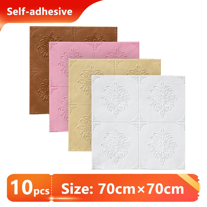 

70cmx70cm Foam 3D Wall Panels Waterproof 3D Wallpaper Anti-Collision Wall Stickers Bedroom Children's Room Home Decoration