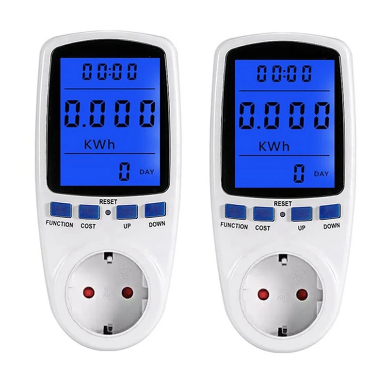 2X Socket Digital Wattmeter Power Consumption Watt Energy Meter Kwh AC 230V Electricity With Backlights EU Plug
2X Socket Digital Wattmeter Power Consumption Watt Energy Meter Kwh AC 230V Electricity With Backlights EU Plug