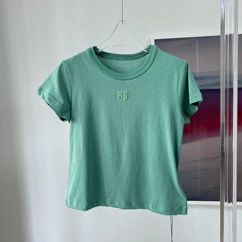 2022 Summer Wang Slim-fit Foam Letter Printing Short Cotton Short-sleeved T-shirt Women's Green Round Neck Top
2022 Summer Wang Slim-fit Foam Letter Printing Short Cotton Short-sleeved T-shirt Women's Green Round Neck Top