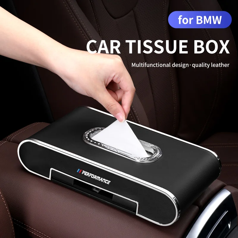 

Leather Car Tissue Box Napkin Paper Phone Holder Auto Tissue Case Interior Accessory For BWM G30 G38 G20 F30 F10 X1 X2 X3X4 X5X6