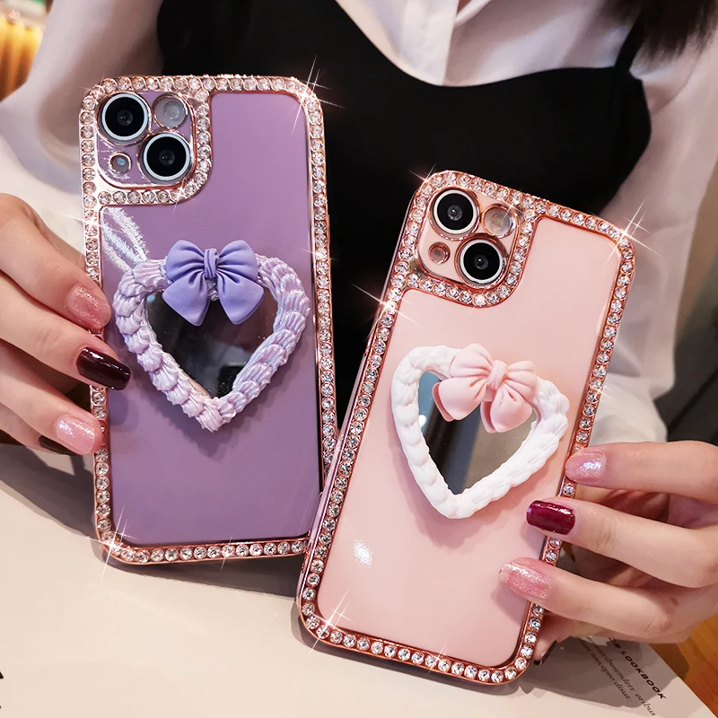 Mobile Phone Shell For IPhone 13 Pro Max with Makeup Mirror Silicone Soft Lens for IPhone 13 Pro Rhinestone Protective Cover
Mobile Phone Shell For IPhone 13 Pro Max with Makeup Mirror Silicone Soft Lens for IPhone 13 Pro Rhinestone Protective Cover