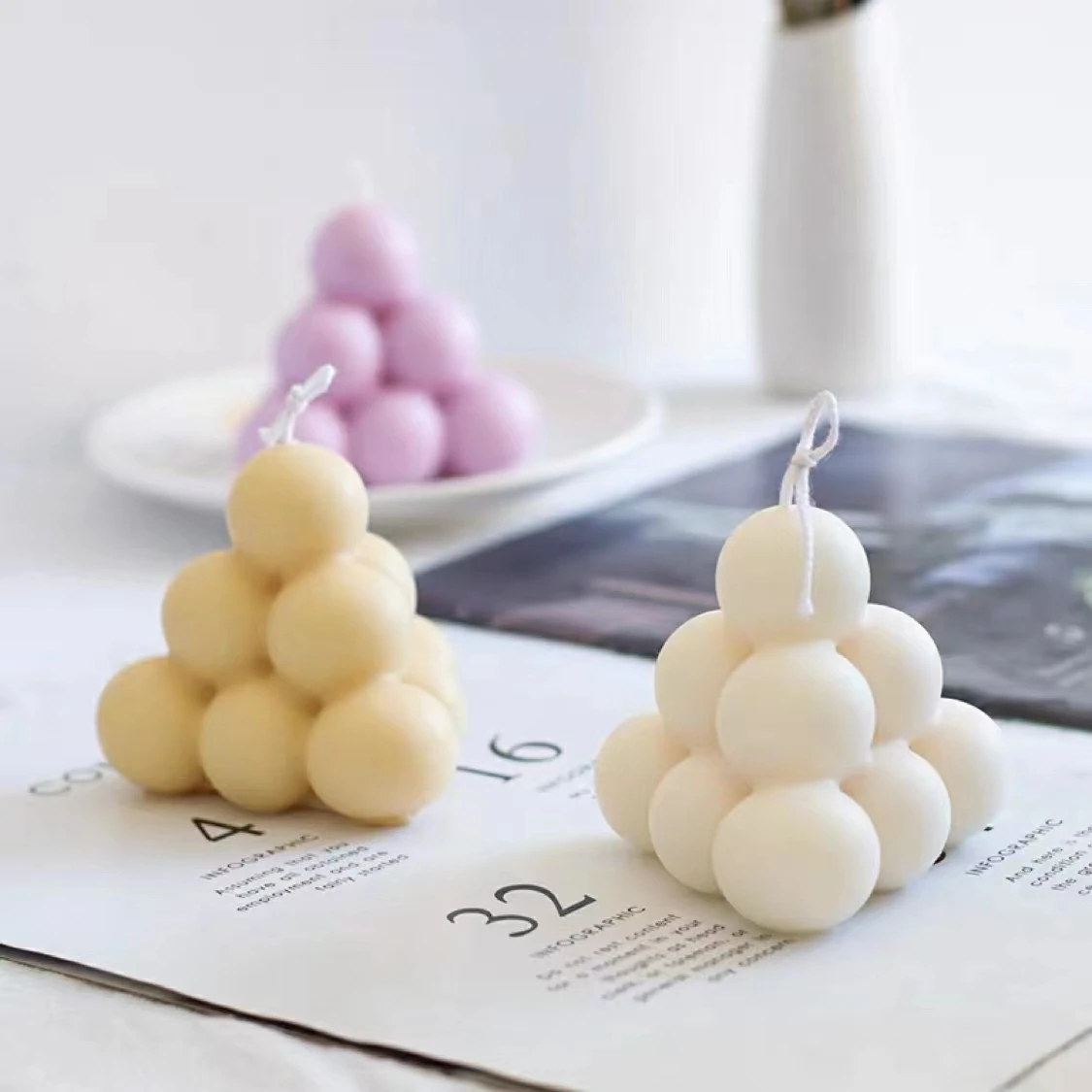 HECHEN Pyramid Magic Ball Creative Magic Cube Aromatherapy Candle Silicone Mold Handmade Soap Candle Mold Bathroom Decorations
HECHEN Pyramid Magic Ball Creative Magic Cube Aromatherapy Candle Silicone Mold Handmade Soap Candle Mold Bathroom Decorations