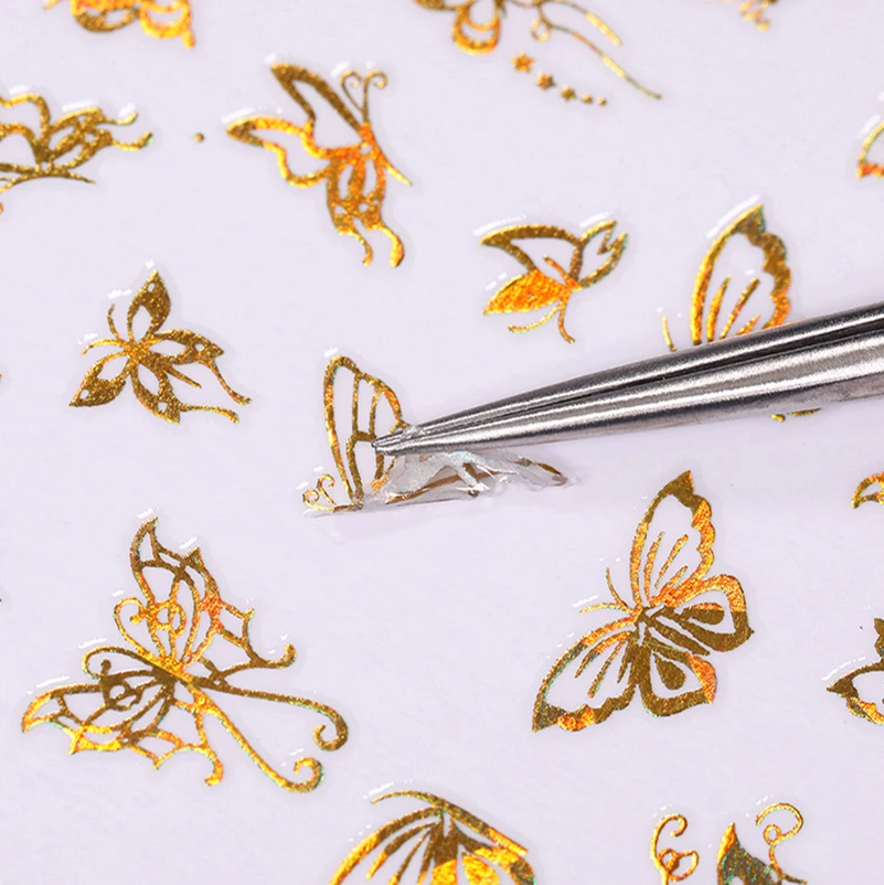 

Наклейка для дизайна ногтей 3D наклейки на ногти бабочки, наклейка, клейкие слайдеры, красочные DIY золотые переводные наклейки для ногтей, фо...