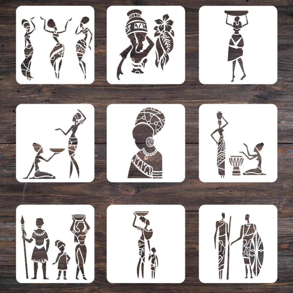 9Pcs/Lot 20cm African Tribes Totem DIY Layering Stencils Wall Painting Scrapbook Coloring Embossing Album Decorative Template
9Pcs/Lot 20cm African Tribes Totem DIY Layering Stencils Wall Painting Scrapbook Coloring Embossing Album Decorative Template