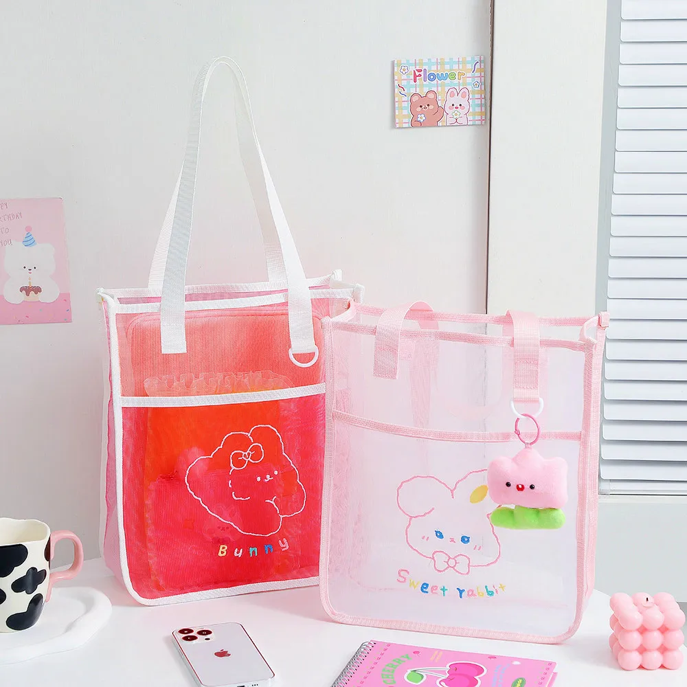 New INS Wind Transparent Mesh Tote Handbag Women Summer Shopping Beach Net Bag Girls Kawaii Bear Rabbit School Shoulder Book Bag
New INS Wind Transparent Mesh Tote Handbag Women Summer Shopping Beach Net Bag Girls Kawaii Bear Rabbit School Shoulder Book Bag
