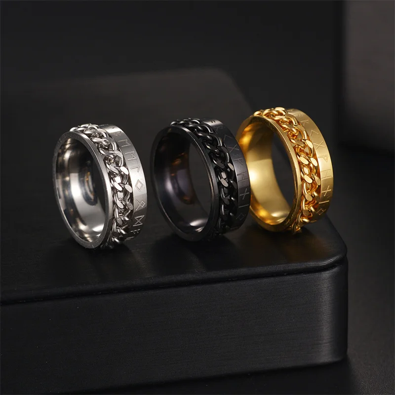 Stainless Steel Rotatable Chain Ring 2023 New Business Men's Letter High Quality Ring European and American Simple Jewelry
Stainless Steel Rotatable Chain Ring 2023 New Business Men's Letter High Quality Ring European and American Simple Jewelry